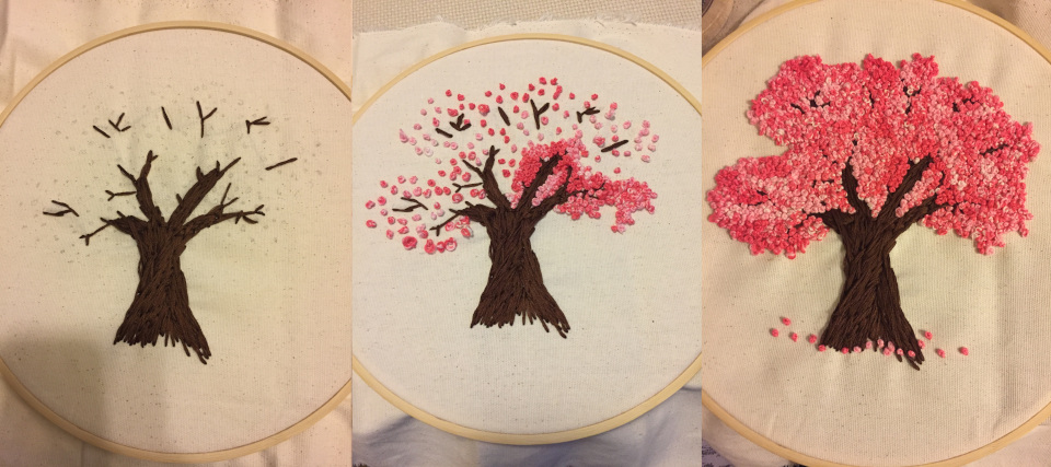 Cherry Tree Embroidery Process